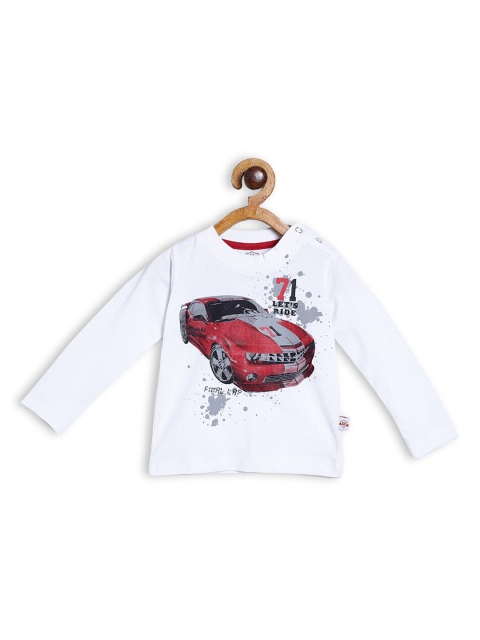 

612 league Boys White Graphic Printed T-shirt
