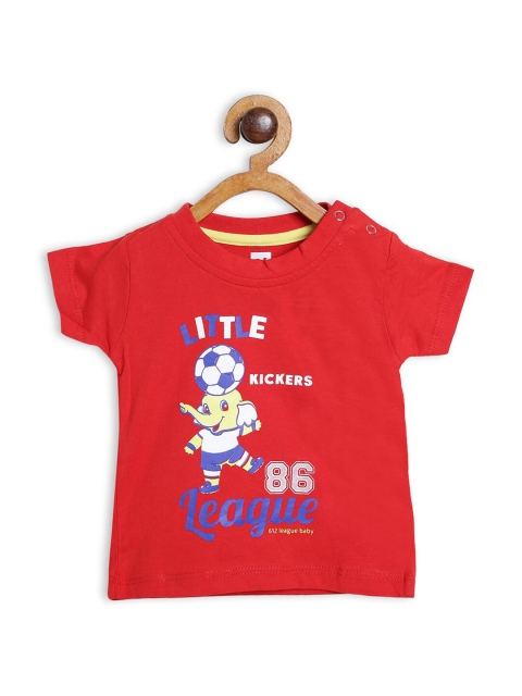 

612 league Boys Red & White Printed Cotton T-shirt