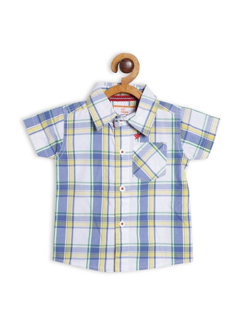 

612 league Boys White Opaque Checked Casual Shirt