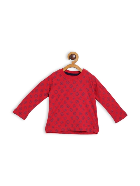 

612 league Boys Red Printed T-shirt