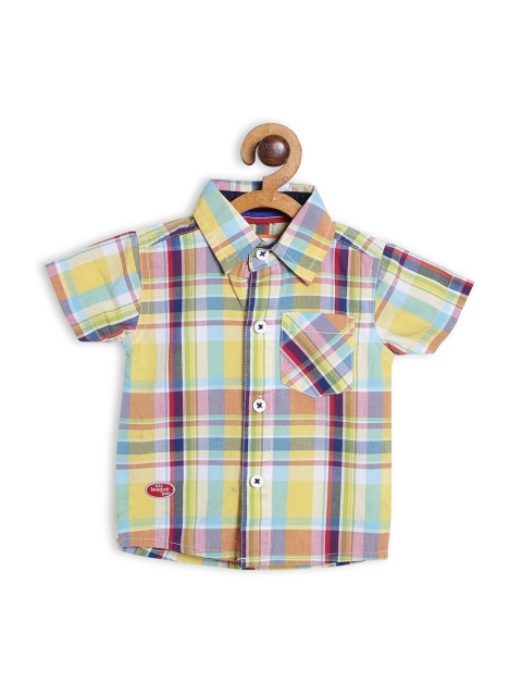 

612 league Boys Yellow & Blue Classic Fit Opaque Checked Cotton Casual Shirt