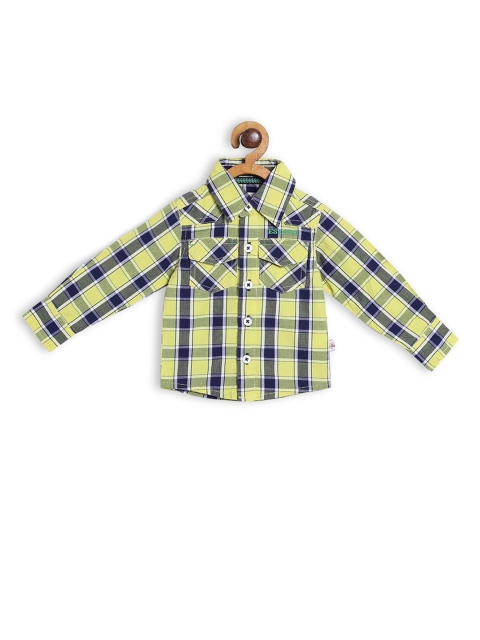 

612 league Boys Yellow Opaque Checked Casual Shirt