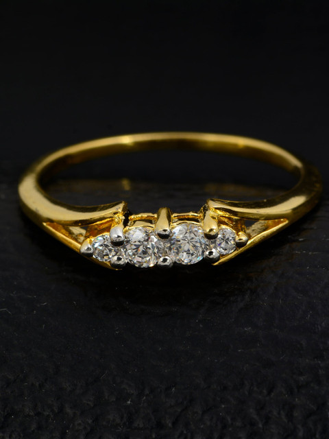 

Silgo Gold-Plated White Stone-Studded Finger Ring