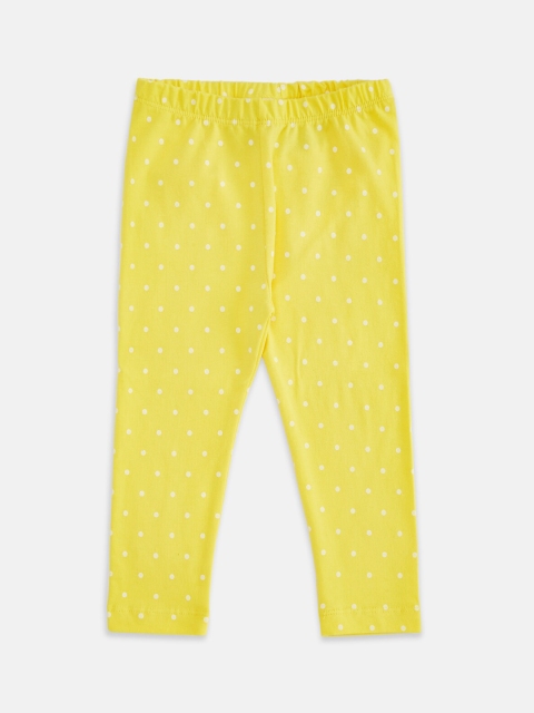 

Pantaloons Baby Girls Yellow & White Printed Ankle-Length Leggings