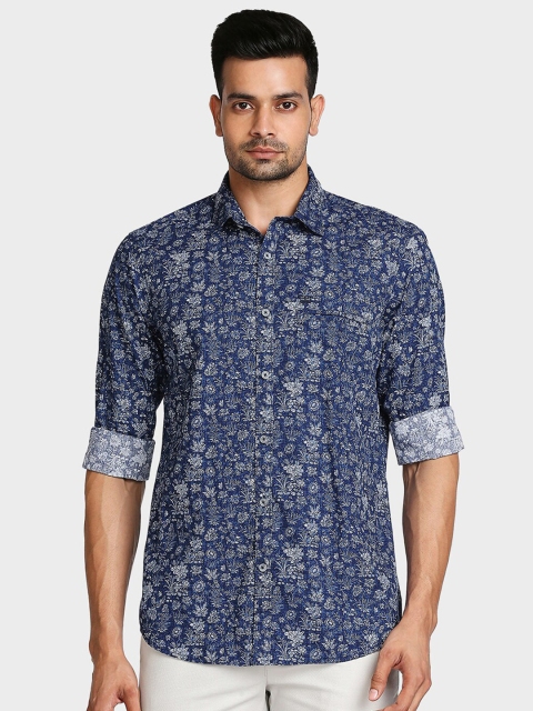 

ColorPlus Men Blue Tailored Fit Floral Opaque Printed Casual Shirt