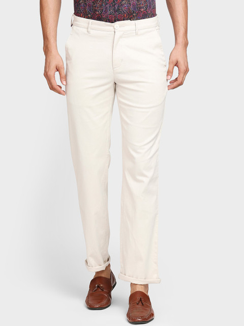 

ColorPlus Men Beige Solid Regular Trousers