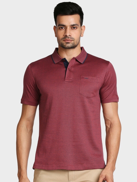 

ColorPlus Men Maroon Polo Collar Pockets Cotton T-shirt