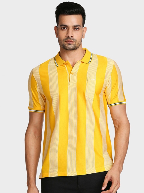 

ColorPlus Men Yellow Striped Polo Collar Pockets T-shirt