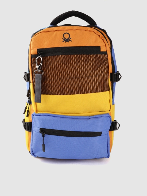 

United Colors of Benetton Unisex Orange & Yellow Colourblocked Backpack 15 ltrs