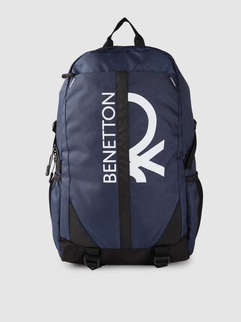 

United Colors of Benetton Unisex Navy Blue & White Brand Logo Print Backpack 20 ltrs