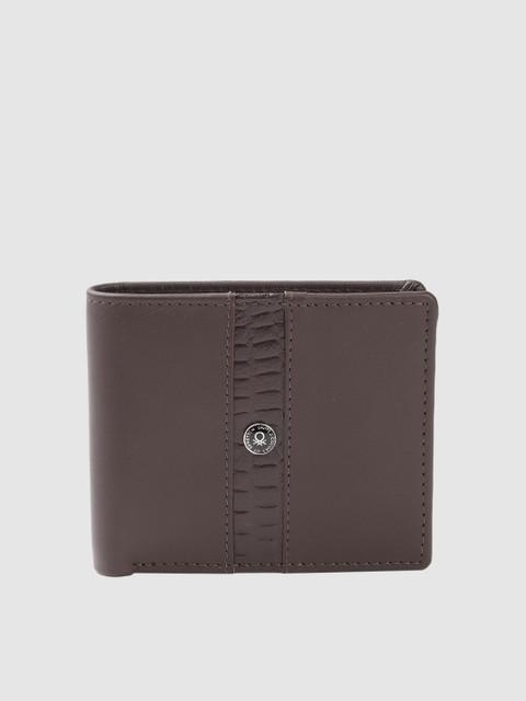 

United Colors of Benetton Men Coffee Brown Solid Leather Two Fold Wallet