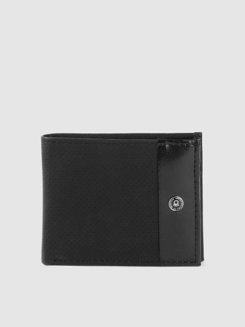 

United Colors of Benetton Men Black Textured Two Fold Wallet