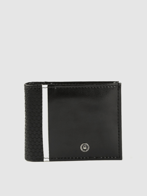 

United Colors of Benetton Men Black Solid Two Fold Wallet