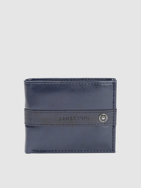 

United Colors of Benetton Men Navy Blue Solid Two Fold Wallet