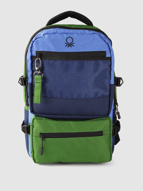 

United Colors of Benetton Unisex Blue & Green Colourblocked Backpack 15 ltrs