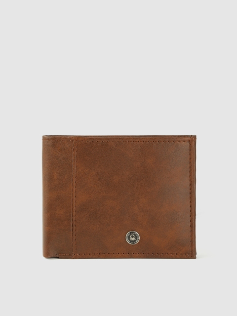 

United Colors of Benetton Men Tan Brown Solid Two Fold Wallet