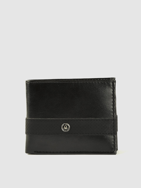 

United Colors of Benetton Men Black Striped Two Fold Wallet