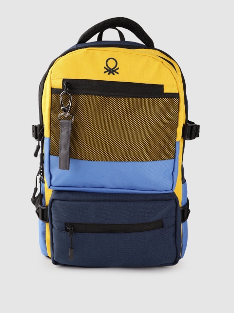 

United Colors of Benetton Unisex Blue & Green Colourblocked Backpack 15 ltrs, Yellow