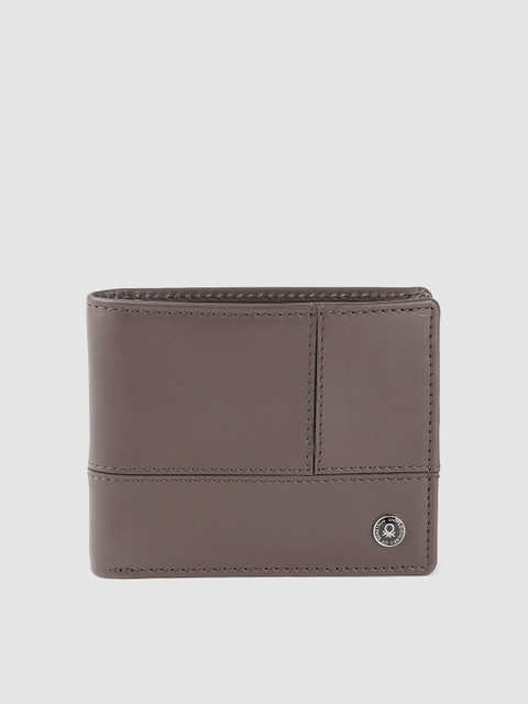 

United Colors of Benetton Men Brown Solid Leather Two Fold Wallet
