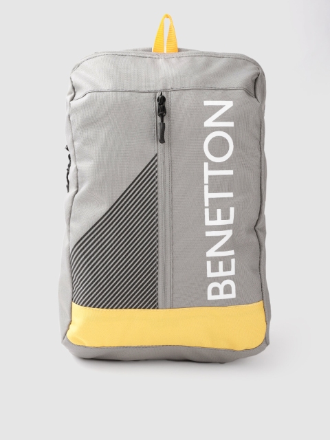 

United Colors of Benetton Unisex Grey & White Brand Logo Print Backpack 12 L