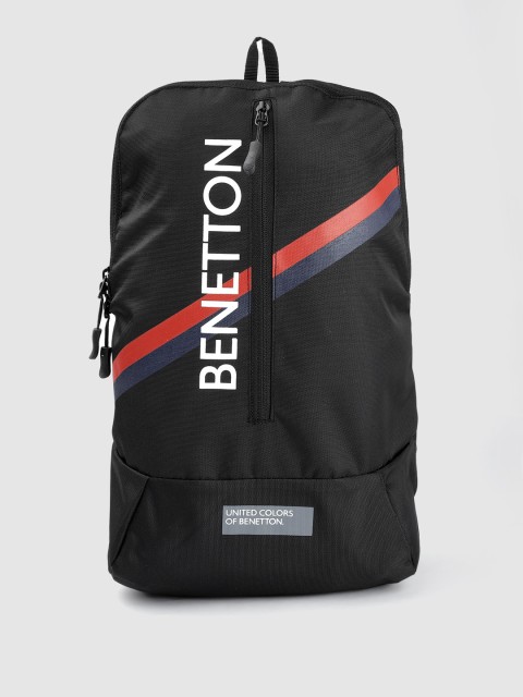 

United Colors of Benetton Unisex Black Brand Logo Print Backpack