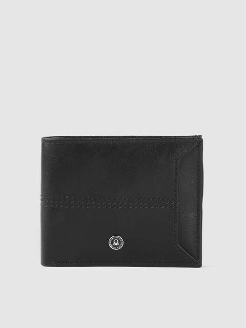 

United Colors of Benetton Men Black Solid Two Fold Wallet