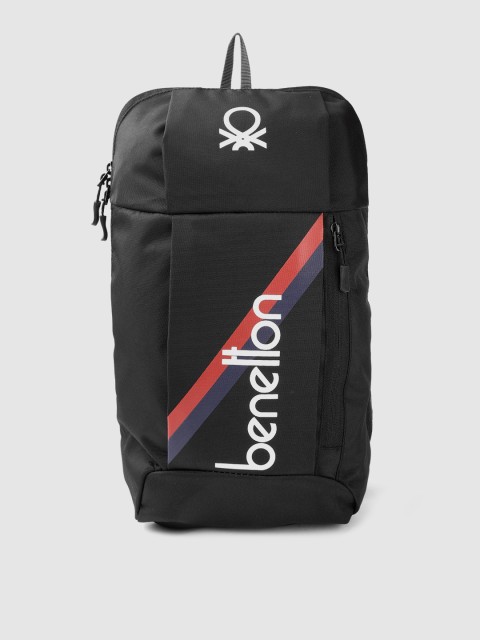 

United Colors of Benetton Unisex Black & White Brand Logo Print Backpack 12 L