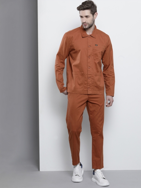 

The Indian Garage Co Men Rust Red Cotton Shirt with Trousers