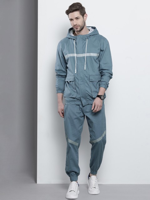 

The Indian Garage Co Men Blue Cotton Jacket with Trousers