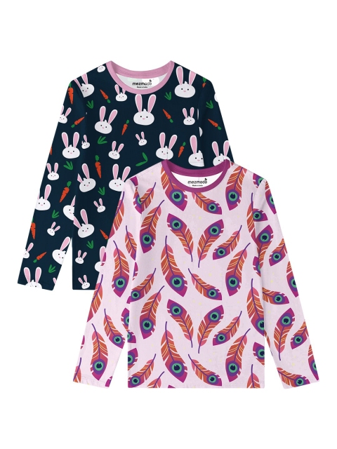 

mezmoda Girls Multicoloured 2 Printed Pockets T-shirt, Multi