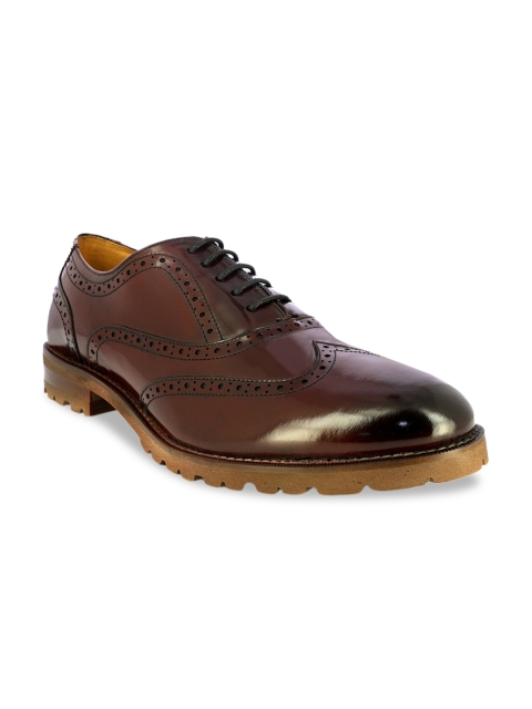 

Alberto Torresi Men Copper-Toned Colourblocked Leather Brogues