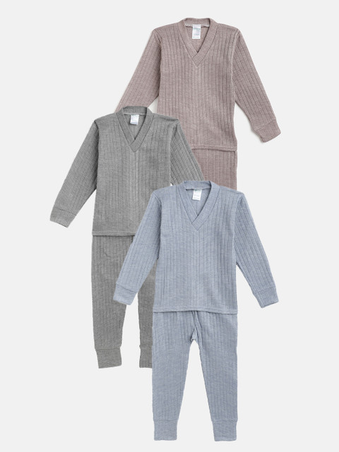 

MANZON Kids Pack Of 3 Multicoloured Solid Thermal Sets, Multi
