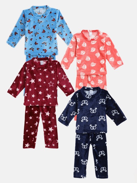 

MANZON Kids Pack of 4 T-shirt with Pyjamas, Blue