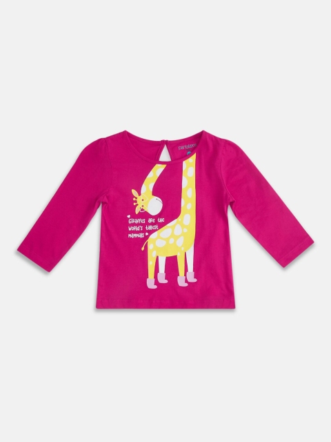

Pantaloons Baby Girls Fuchsia Typography Printed T-shirt