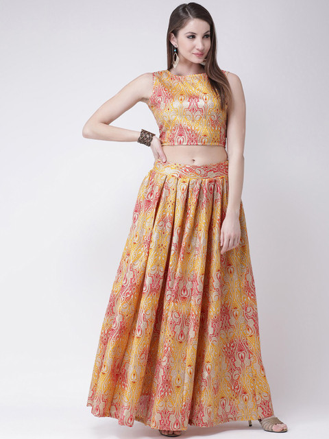 

TULIP 21 Yellow & Red Foil Print Ready to Wear Lehenga Choli