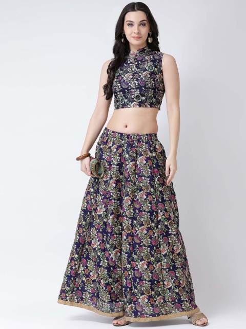 

TULIP 21 Women Navy Blue Woven Design Semi-Stitched Lehenga & Unstitched Blouse & Dupatta