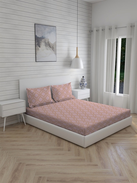 

Boutique Living India Pink Floral 400 TC King Bedsheet with 2 Pillow Covers
