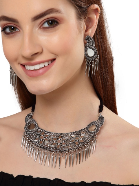 

Shining Diva Oxidised Silver-Plated Jewellery Set