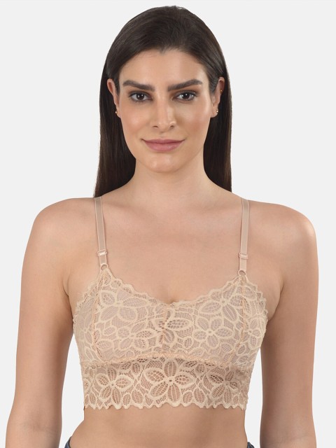 

mod & shy Beige Floral Lightly Padded Bralette Bra