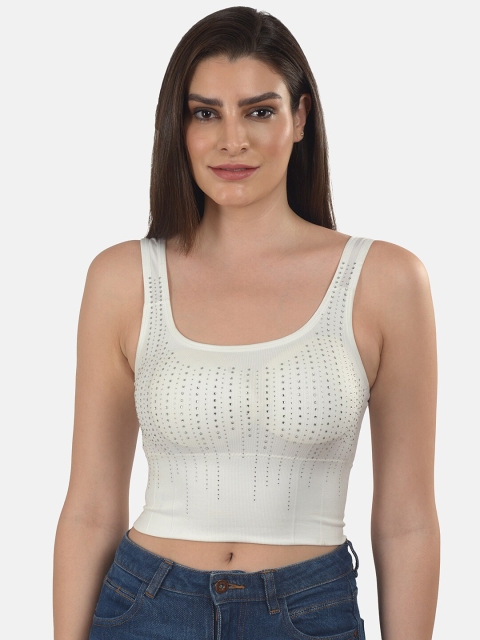 

mod & shy Women White Embellished Lightly Padded Seamless Bralette bra