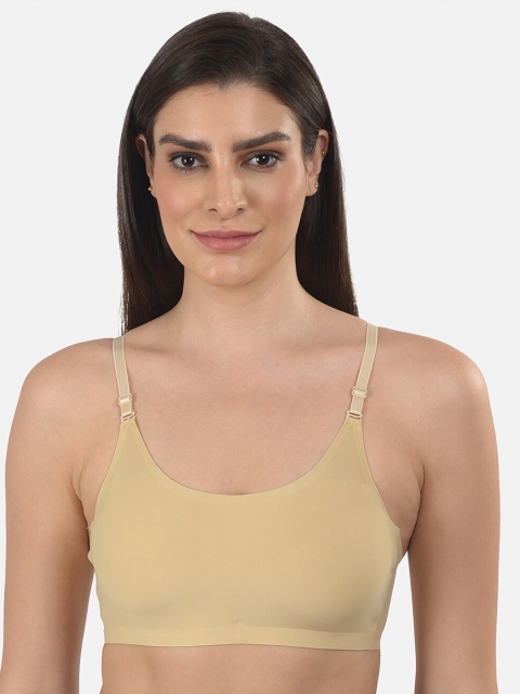 

mod & shy Women Beige Solid Lightly Padded Seamless Bralette Bra