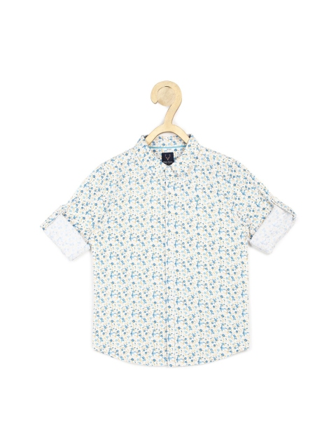 

Allen Solly Junior Boys White & Blue Slim Fit Floral Opaque Printed Casual Shirt