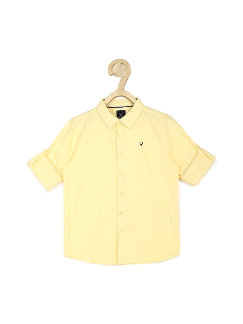 

Allen Solly Junior Boys Yellow Slim Fit Opaque Pure Cotton Casual Shirt