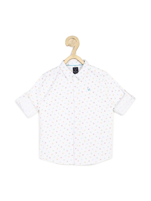 

Allen Solly Junior Boys White Slim Fit Opaque Printed Pure Cotton Casual Shirt