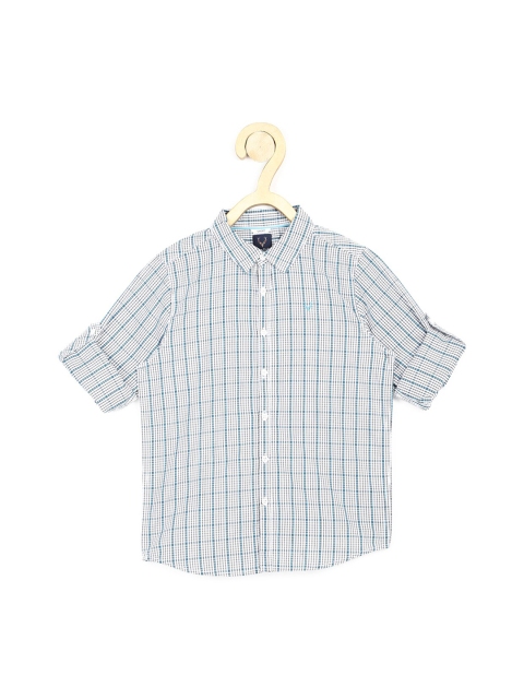 

Allen Solly Junior Boys White & Blue Slim Fit Opaque Checked Pure Cotton Casual Shirt