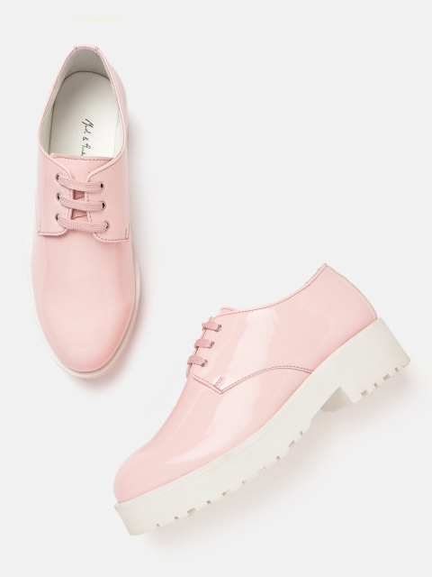 

Mast & Harbour Women Pink Glossy Finish Heeled Sneakers