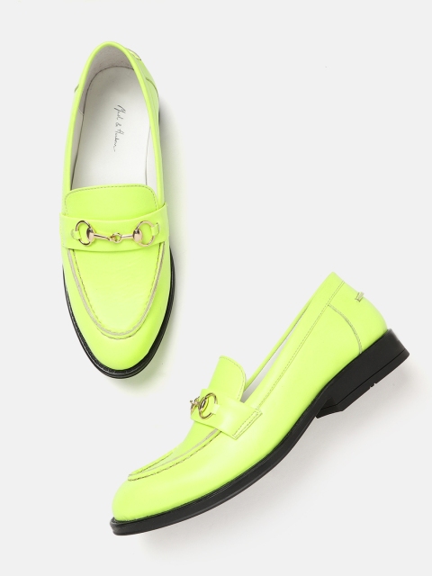 

Mast & Harbour Women Fluorescent Solid Horsebit Loafers, Fluorescent green