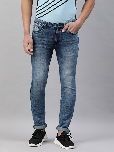 

abof Men Blue Slim Fit Light Fade Stretchable Jeans