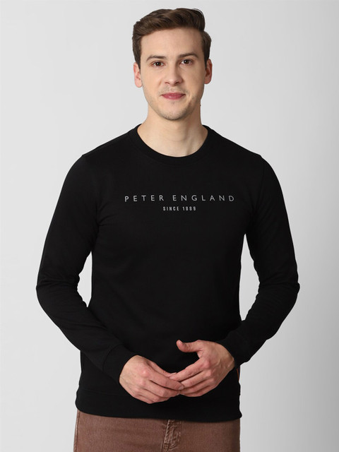 

Peter England Casuals Men Black Typography Printed Sweatshirt