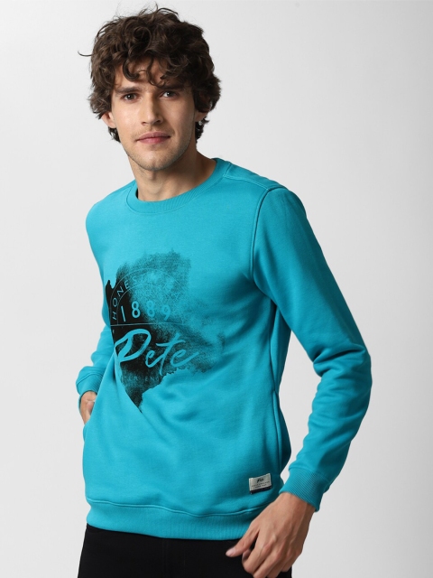 

Peter England Casuals Men Blue Printed Sweatshirt